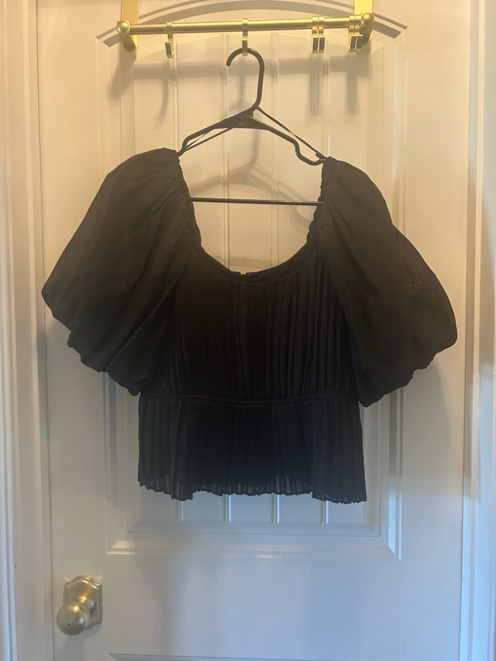 Banana Republic Black Puff Sleeve Peasant Blouse